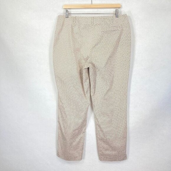 Talbots Stretch Brown And White Diamond Printed Lightweight Cotton Work Pants 14 - Picture 3 of 6
